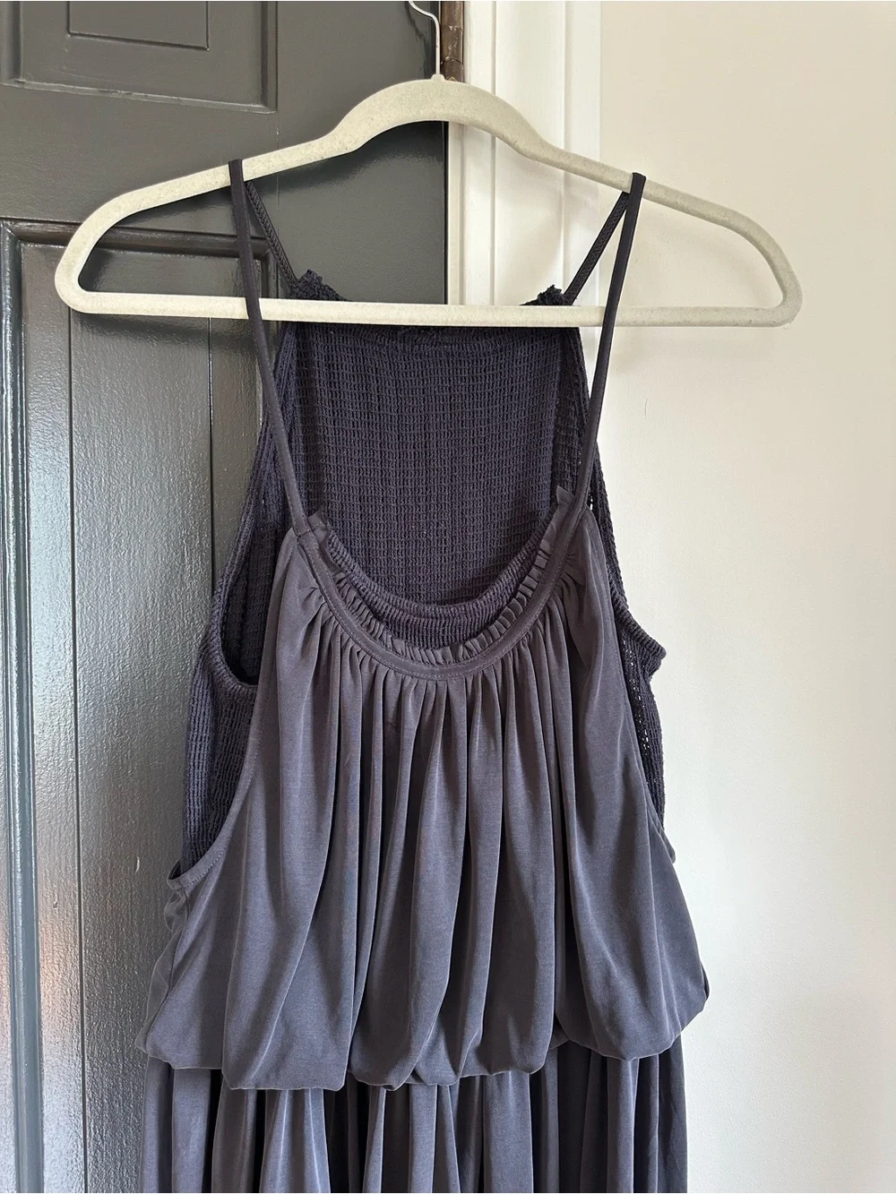 Free People We The Free Charcoal Boho Crochet Romper, Size Small